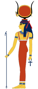 Hathor (Ancient Egyptian: ḥwt-ḥr, lit. 'House of Horus', Ancient Greek: Ἁθώρ Hathōr, Coptic: ϩⲁⲑⲱⲣ, Meroitic: 𐦠𐦴𐦫𐦢‎ Atari) was a major goddess in ancient Egyptian religion who played a wide variety of roles.